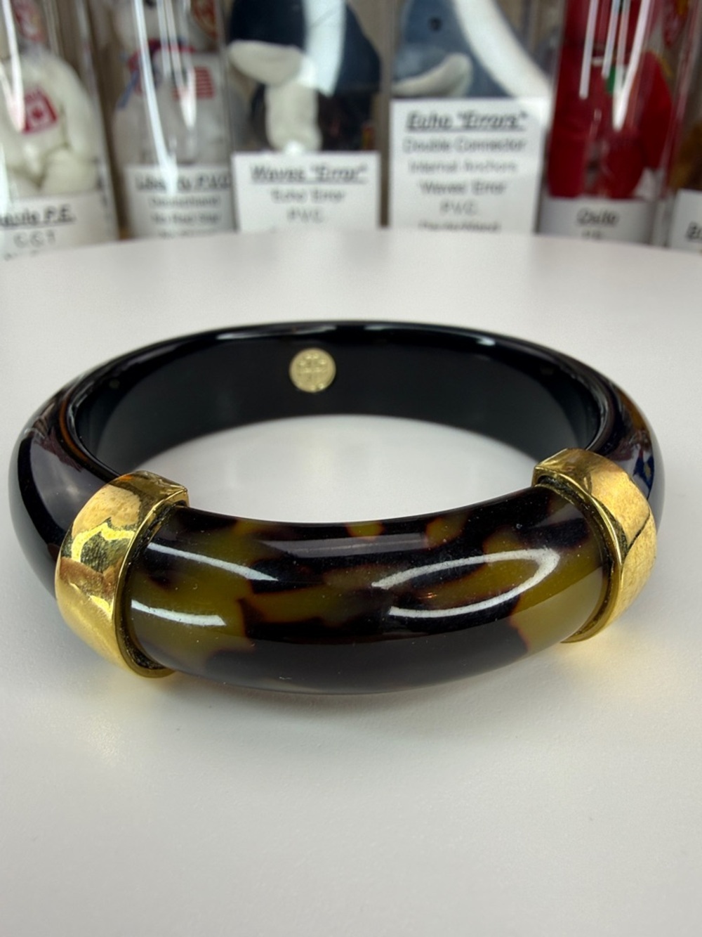 Tory Burch Tortoiseshell Resin and Gold-Tone Bangle Bracelet